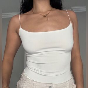 Meshki buttery smooth second skin open cross back strappy white tank top small